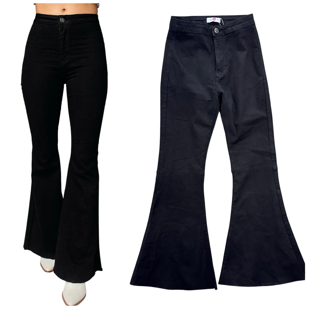 Buddy Love Womens Moonshine Denim Flare Jean Size 25 Black‎ Bell Bottom Stretch